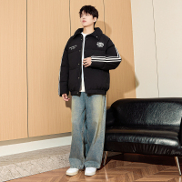 [2.5折价243元]唐狮冬季新款情侣棉衣男士短款黑色美式潮牌带领外套女士棉服