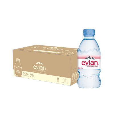 依云(evian)法国原装进口矿泉水 330ml*24瓶整箱装(软瓶)饮用水