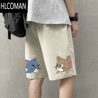 HLCOMAN夏季潮牌男士短裤ins潮流冰丝直筒薄款中裤宽松休闲五分沙滩裤子