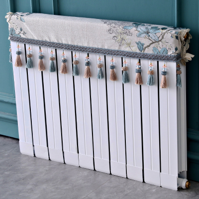 欧式家用暖气片装饰防尘罩新中式防熏黑墙老式布艺暖气罩布艺盖巾 芳华蓝色 长80cm*厚度10cm*高度(含穗)20cm