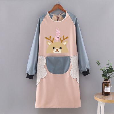 [补贴10%]围裙家用厨房做饭带长袖罩衣防水防油污渍男女工作服薄款套装定制