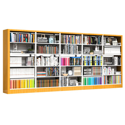 晋舰 书架学校图书馆阅览室书籍架落地资料档案架红色黄色 双面一列五