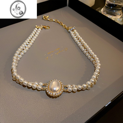 JiMi轻奢小众高级感双层复古珍珠项链女2023年新款锁骨链颈链礼服配饰