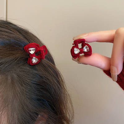 红色小号前额发夹头饰新年公主头侧边刘海抓夹女秋冬高级感鲨鱼夹送女朋友老婆情人节七夕生日礼物