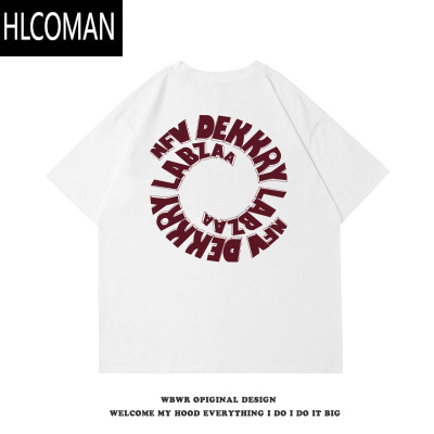 HLCOMAN美式260g字母印花短袖男夏季ins潮牌百搭宽松情侣T恤上衣