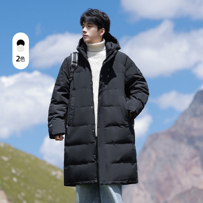 男女同款中长款羽绒服冬季新款保暖加厚情侣款潮面包服连帽男外套