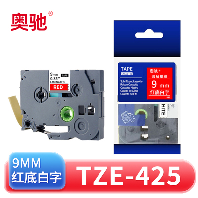 奥驰 标签色带9mm红底白字 TZe-425 个