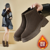 ins潮加绒马丁靴女冬季新款休闲鞋增高学生保暖机车靴_2