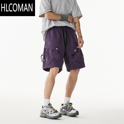 HLCOMAN美式大口袋工装短裤男女夏季薄款户外宽松冲锋裤baggy伞兵五分裤