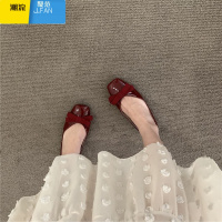 聚范法式仙女风配裙子浅口平底单鞋夏秋新款晚风温柔蝴蝶结一脚蹬瓢鞋