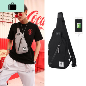 男包单肩斜挎包男韩版新款男士胸包帆布牛津布防水休闲包男挎包潮NEW LAKE男士腰包