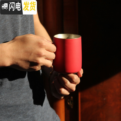 三维工匠十六開 ◤理想之蓝纯色蓝色银彩手杯马克杯水杯拿铁卡布咖啡杯 故宫城墙红/银彩款咖啡器具