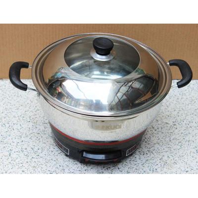 多功能电热锅家用加厚不锈钢电炒锅炒菜蒸煮多用体电锅蒸锅火锅 28CM两蒸笼