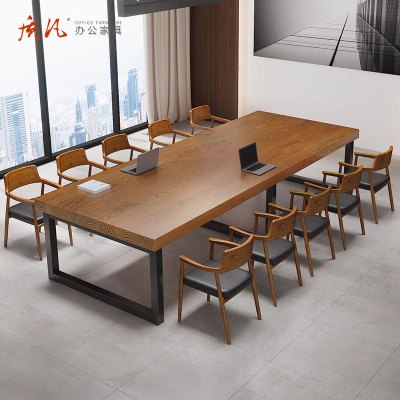 质凡欧式实木桌大板桌办公桌会议桌长方形洽谈桌简约书桌