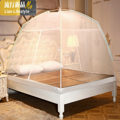 免安装蒙古包蚊帐家用1.5/1.8m床2米蚊帐无底折叠纹账防滑摔加密 三维工匠