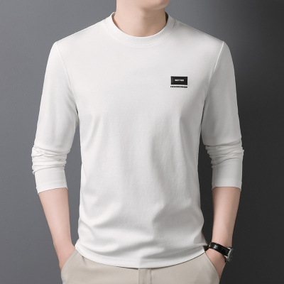 时尚休闲纯色百搭男长袖打底衫秋冬季新款韩版T恤内搭圆领上衣
