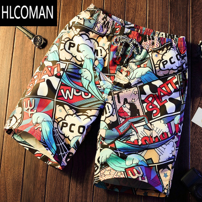 HLCOMAN男士短裤夏季沙滩裤男宽松休闲短裤男五分裤速干大裤衩男大码潮流