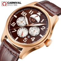 瑞士嘉年华CARNIVAL手表男士全自动机械表 男表进口机芯大表盘潮流防水表休闲时尚星期月份能量显示精钢腕表g8675
