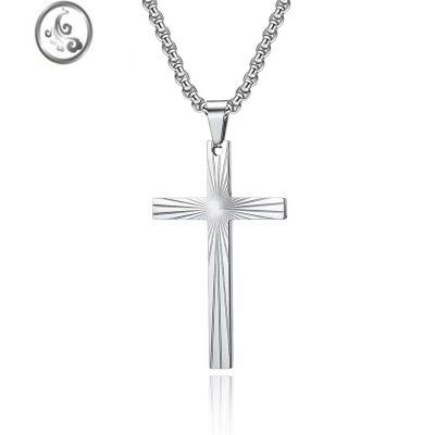 JiMi欧美小众设计折射光线吊坠简约个性钛钢嘻哈项链男女潮配饰