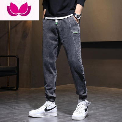 七斓牛仔裤男2022新款潮牌工装宽松束脚哈伦休闲直筒长裤子