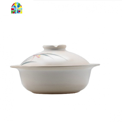 景德镇珍宝陶瓷砂锅深式可高温汤煲炖锅大口浅锅火锅煲汤锅 FENGHOU DW1855白色0.5L