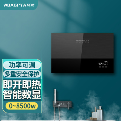 沃扬(WOAGPYA)即热式电热水器 速热式快速省电家用集成淋浴洗澡免储水多功率可调 KBR-E3H 黑色