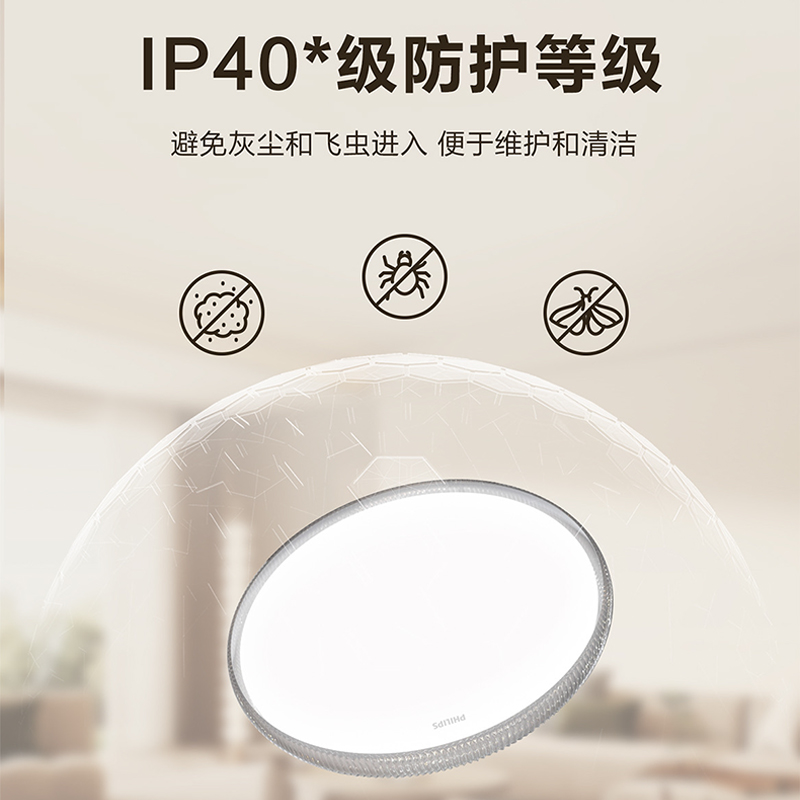 飞利浦 吸顶灯瑰丽48W 三档调色版 烟灰Ra90
