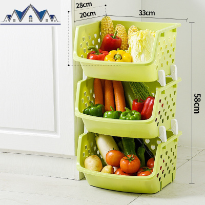 厨房置物架落地多层式塑料菜篮子玩具用品水果蔬菜收纳筐家用大全 三维工匠