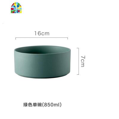 陶瓷饭碗水果碗甜品碗好看的碗早餐碗菜碗汤盆汤碗创意耐热沙拉碗 FENGHOU 陶瓷碗-绿
