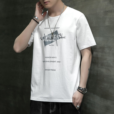 夏季新款短袖T恤韩版ins时尚打底衫印花圆领纯棉男士潮牌体恤