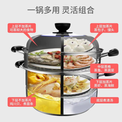 爱仕达(ASD)蒸锅不锈钢锅双层蒸锅蒸馒头锅煲汤锅蒸笼燃气电磁炉通用ZS28A4D