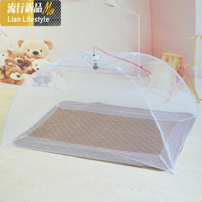 儿童蒙古包防蚊伞罩式无底小孩宝宝婴儿支架可折叠免安装加密蚊帐 三维工匠