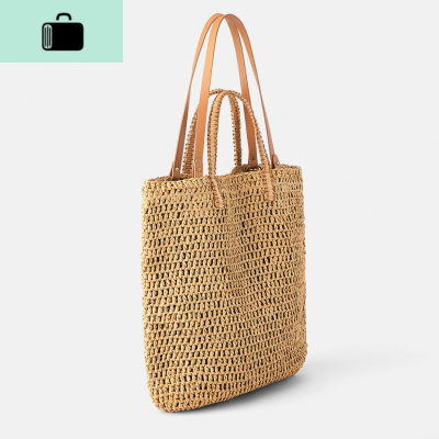 2019新款时尚编包女单肩手提大容量海边度假沙滩包手工编织包NEW LAKE女士手提包