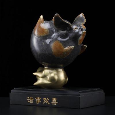 美帮汇铜猪摆件福猪工艺品创意卧室客厅玄关酒柜电视柜装饰品