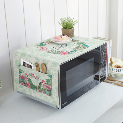 床头柜盖巾棉麻布艺盖布防水防油罩通用烤箱罩防尘罩微波炉罩 HX-03 防水.洗衣机.冰箱[130*50cm]