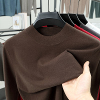 秋冬季男士半高领毛衣男高品质纯色休闲百搭针织打底衫上衣
