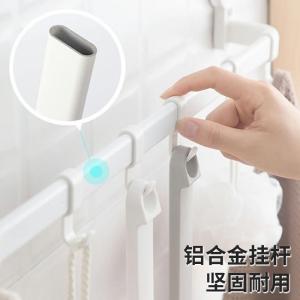 茶花(CHAHUA)挂钩毛巾架浴室置物架无痕免打孔卫生间收纳浴巾杆白色1只装 255011