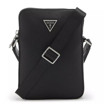 GUESS男士人造革百搭斜挎包商务休闲手提通勤包黑