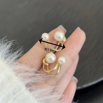 925银针韩国金属感珍珠耳钉小众C形设计耳环简约高级感气质耳饰女送女朋友老婆情人节七夕生日礼物