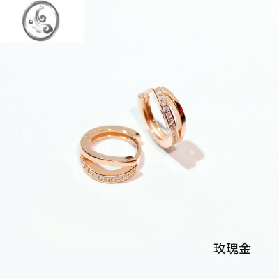JiMi耳钉女银银耳环2022年新款潮彩金耳圈养耳洞小耳扣2023玫瑰金耳饰