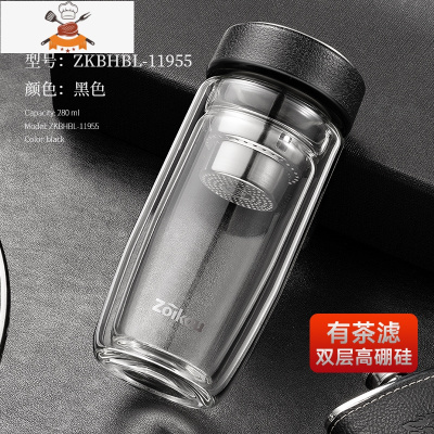 玻璃杯双层便携男商务办公泡茶杯茶水分离加厚大容量家用水杯子 敬平