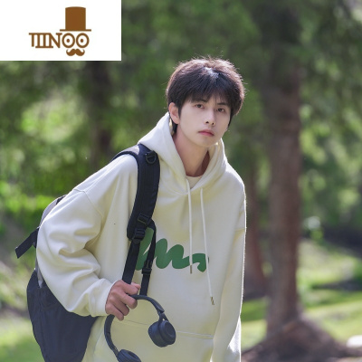 YANXU日系cityboy印花连帽卫衣男新款420G潮牌百搭帽衫外套