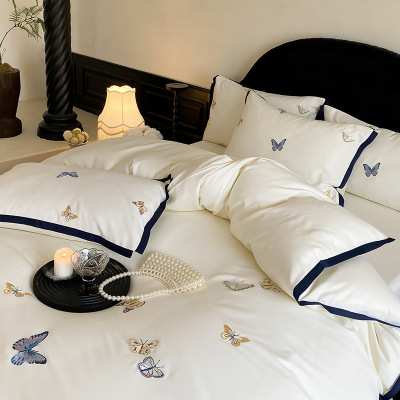 四件套A类母婴级100支全棉加厚磨毛秋冬季纯棉公主风刺绣床上用品