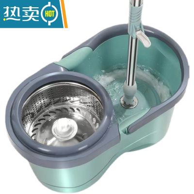 敬平加厚带轮双驱动拖把桶旋转不锈钢甩干墩布家用拖布免手洗干湿两用