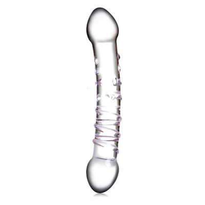 双头龙透明水晶玻璃棒G点后庭女用自玩情趣拉珠防真阳具成人用品