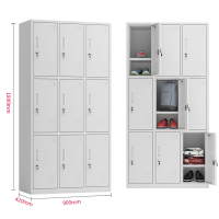 迅众 九门更衣办公室衣柜钢制员工衣柜铁皮柜更衣柜存包柜职员宿舍衣柜带锁储物柜鞋柜多门更衣柜公司员工衣帽柜