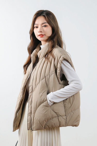 90白鸭绒新国标立领简约时尚显瘦韩版短款秋冬羽绒马甲