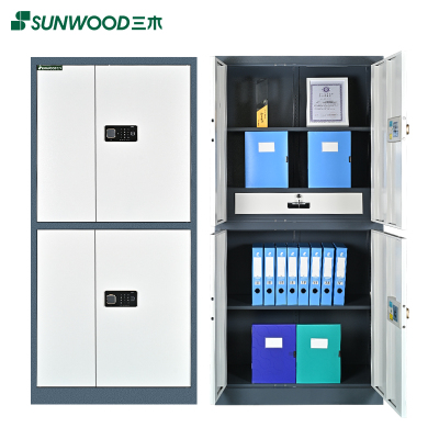 三木 BG871 整体双节四门指纹保密柜/文件柜(带屉) 国密锁柜双认证 蓝灰套色(台)