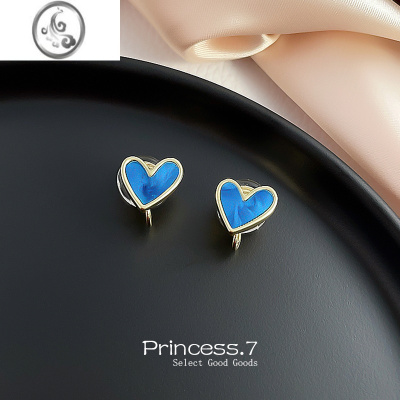 JiMi爱心流沙小巧简约耳夹无耳洞女学生克莱因蓝蚊香盘耳饰精致贝壳潮