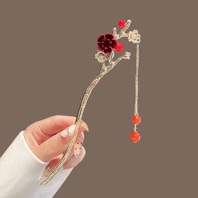 新中式古风发簪女高级感步摇流苏盘发器汉服旗袍头饰簪子2024新款送女朋友老婆情人节七夕生日礼物